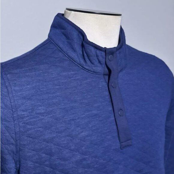 NEW Holderness & Bourne Mens Large Navy Sullivan Quilted Snap Button Pullover M - Picture 2 of 6